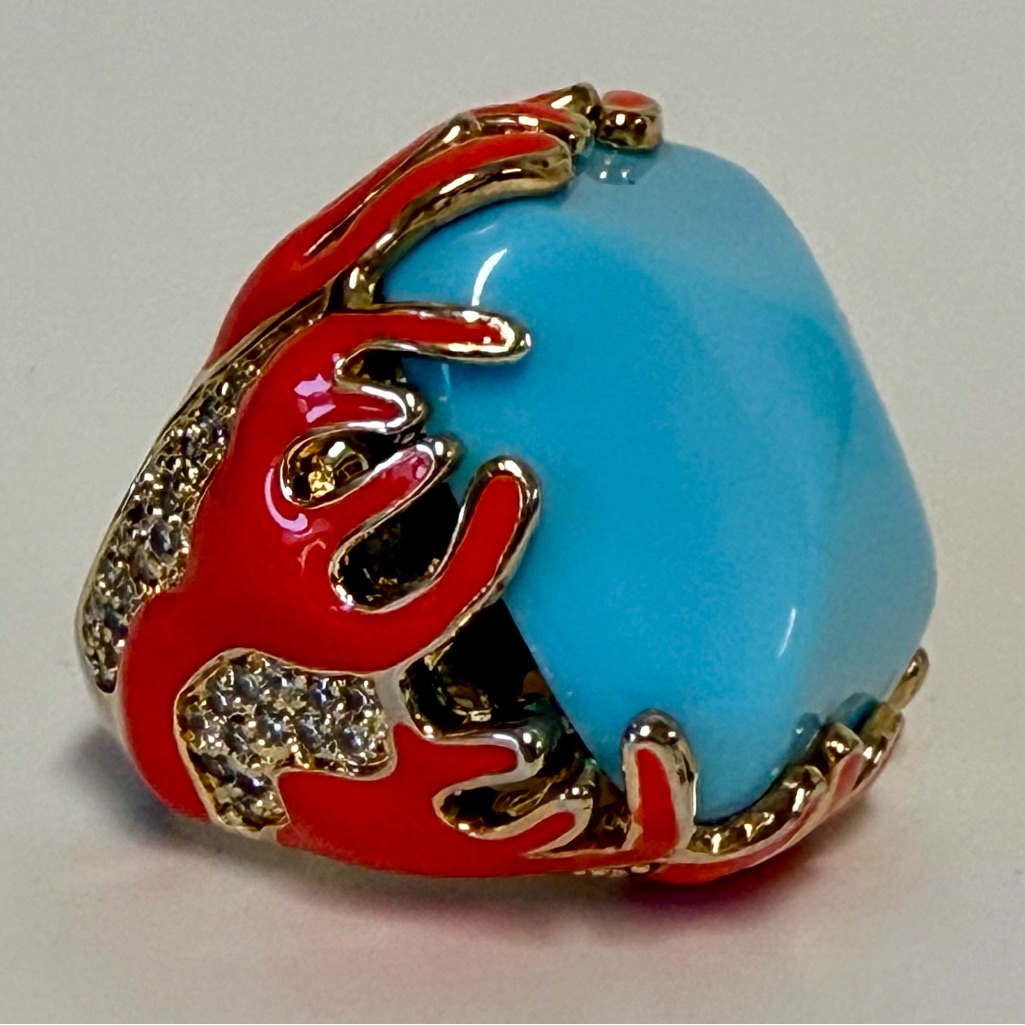 Lauren G Adams Pretty Little Things Ring Red Enamel Size 65 120$